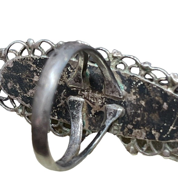 Beautiful ANTIQUE VINTAGE Sterling Silver & Abalone Shell Ring Size 5 - Picture 6 of 11